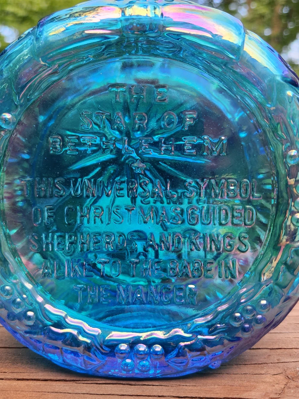 Wheaton Iridescent Blue Glass Decanter 